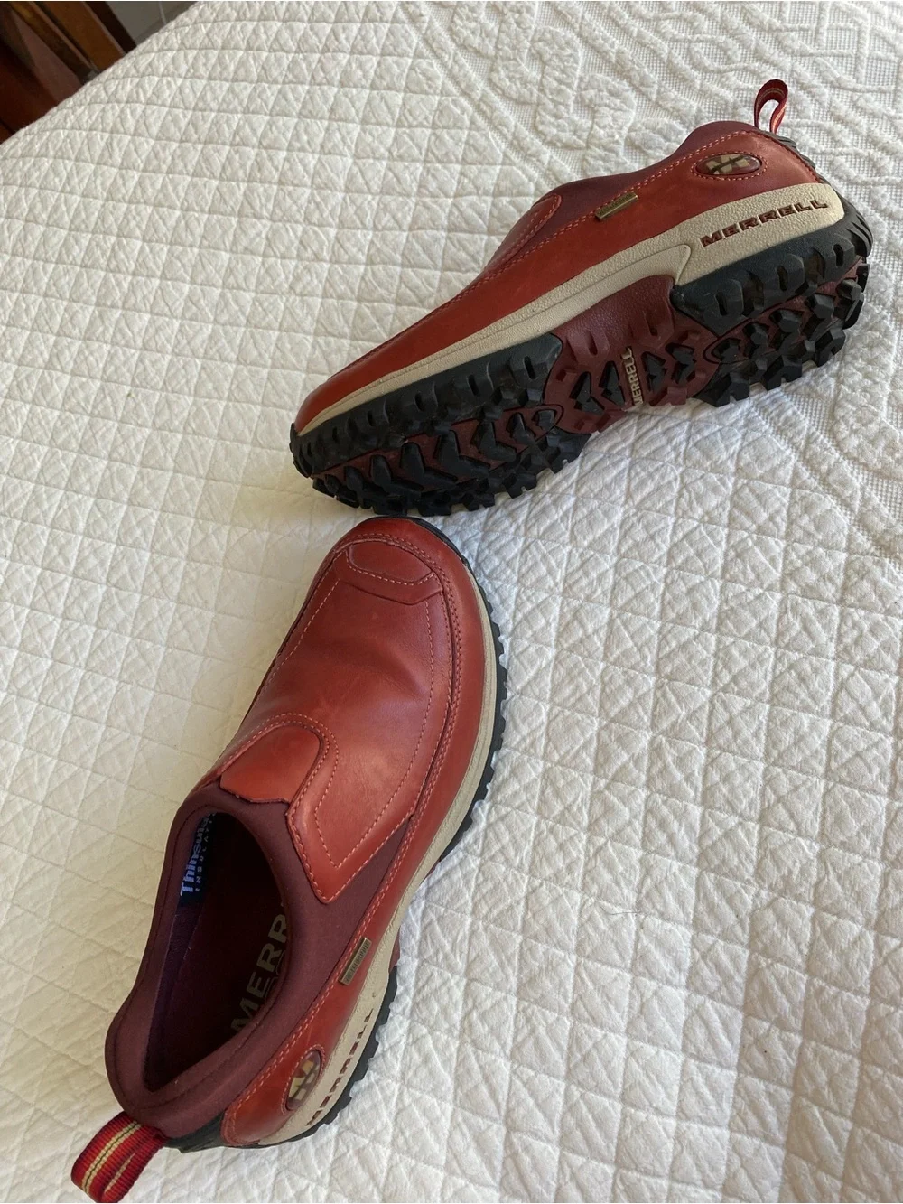 Merrell Polar Moc Waterproof Slip-On Hiking Shoes Leather Red Bean Insulated 7